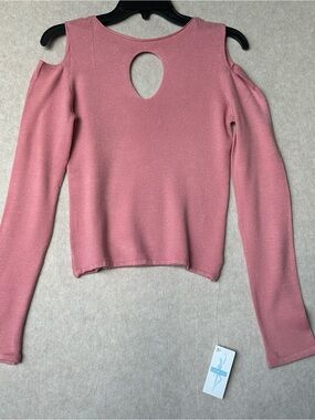 Harmonie Dance Top Size M Pink Cold Shoulder Sweater Keyhole Back Viscose NWT